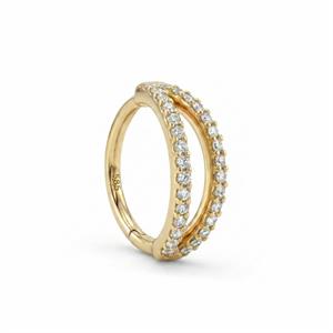 14 Ayar Altın V Alttan Taşlı Minimal Halka Piercing - Dianora Piercing