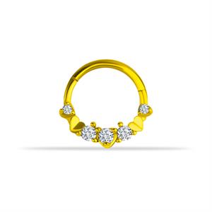14 Ayar Altın V Alttan Taşlı Minimal Halka Piercing - Dianora Piercing