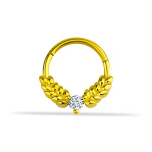 14 Ayar Altın V Alttan Taşlı Minimal Halka Piercing - Dianora Piercing