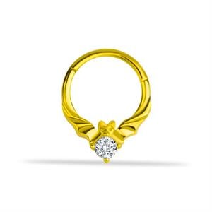 14 Ayar Altın V Alttan Taşlı Minimal Halka Piercing - Dianora Piercing