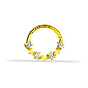 14 Ayar Altın V Alttan Taşlı Minimal Halka Piercing - Dianora Piercing
