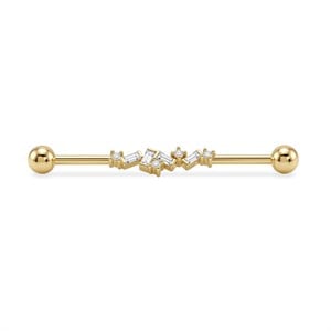 Baget Taşlı Altın Köprü Piercing - Dianora Piercing