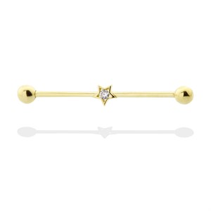 Taşlı Yıldız Motifli Altın Köprü Piercing