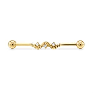 Taşlı Altın Köprü Piercing - Dianora Piercing