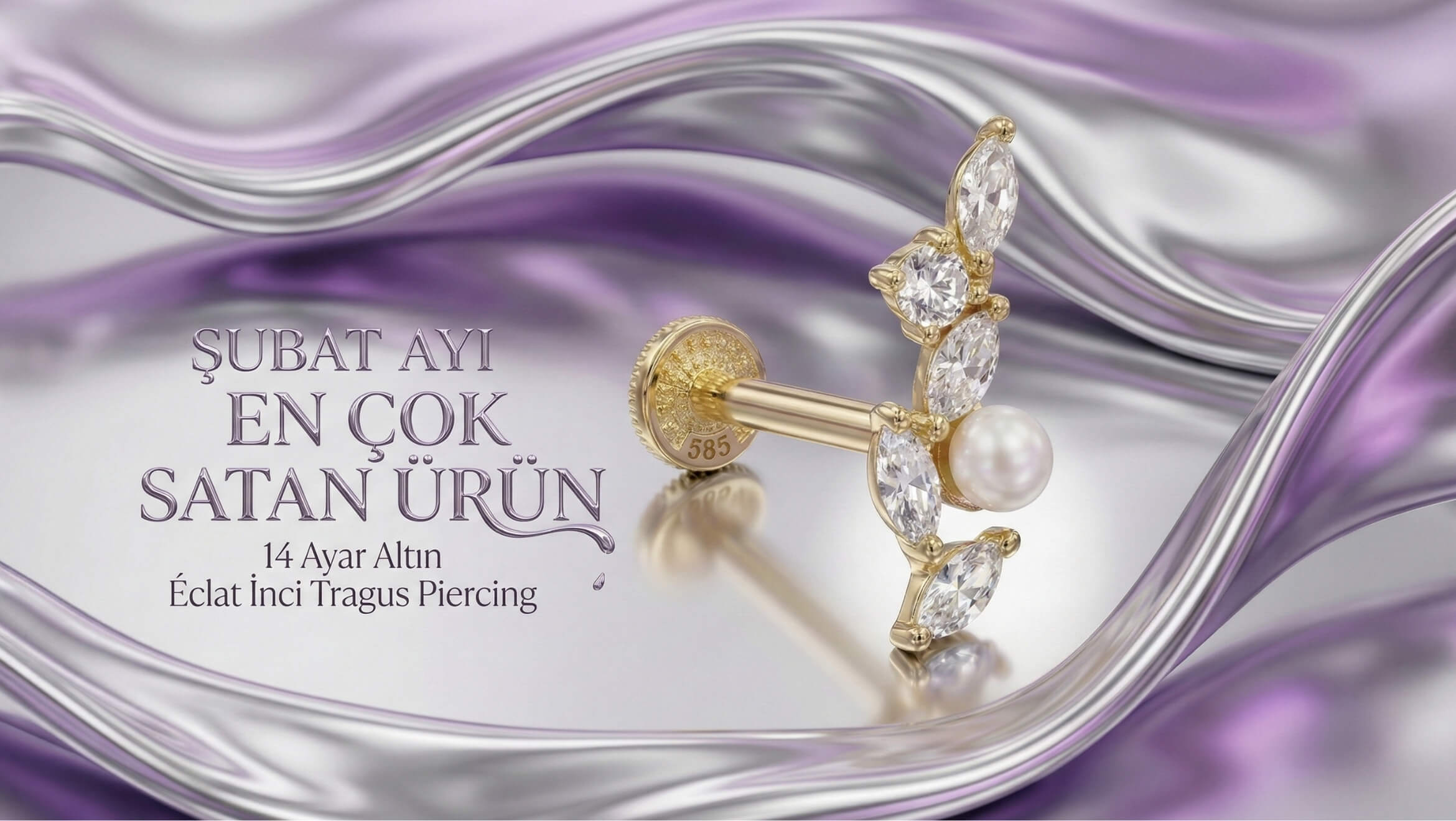 14 Ayar Altın Éclat İnci Tragus Piercing