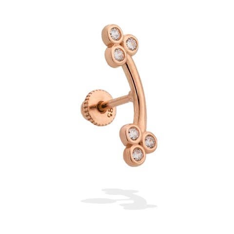 14 Ayar Altın Baget Taşlı Helix/kıkırdak Piercing