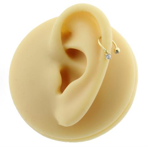 14 Ayar Altın Taş Sallantılı Minimal Yarım Halka Piercing - Dianora Piercing