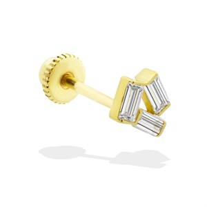  14 Ayar Altın Etrafı Taşlı Tek Taş Motifli Helix/kıkırdak Piercing