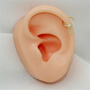 14 Ayar Altın Taşlı A Harfi Sallantılı Halka Piercing