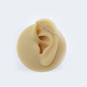 14 Ayar Altın Taşlı Kalp Ritmi Industrial Earcuff - Dianora Piercing