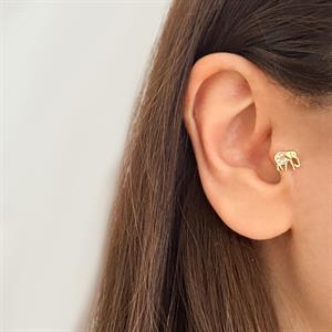 14 Ayar Altın Taşlı Yusufçuk Sallantılı Göz Motifli Minimal Tragus Piercing