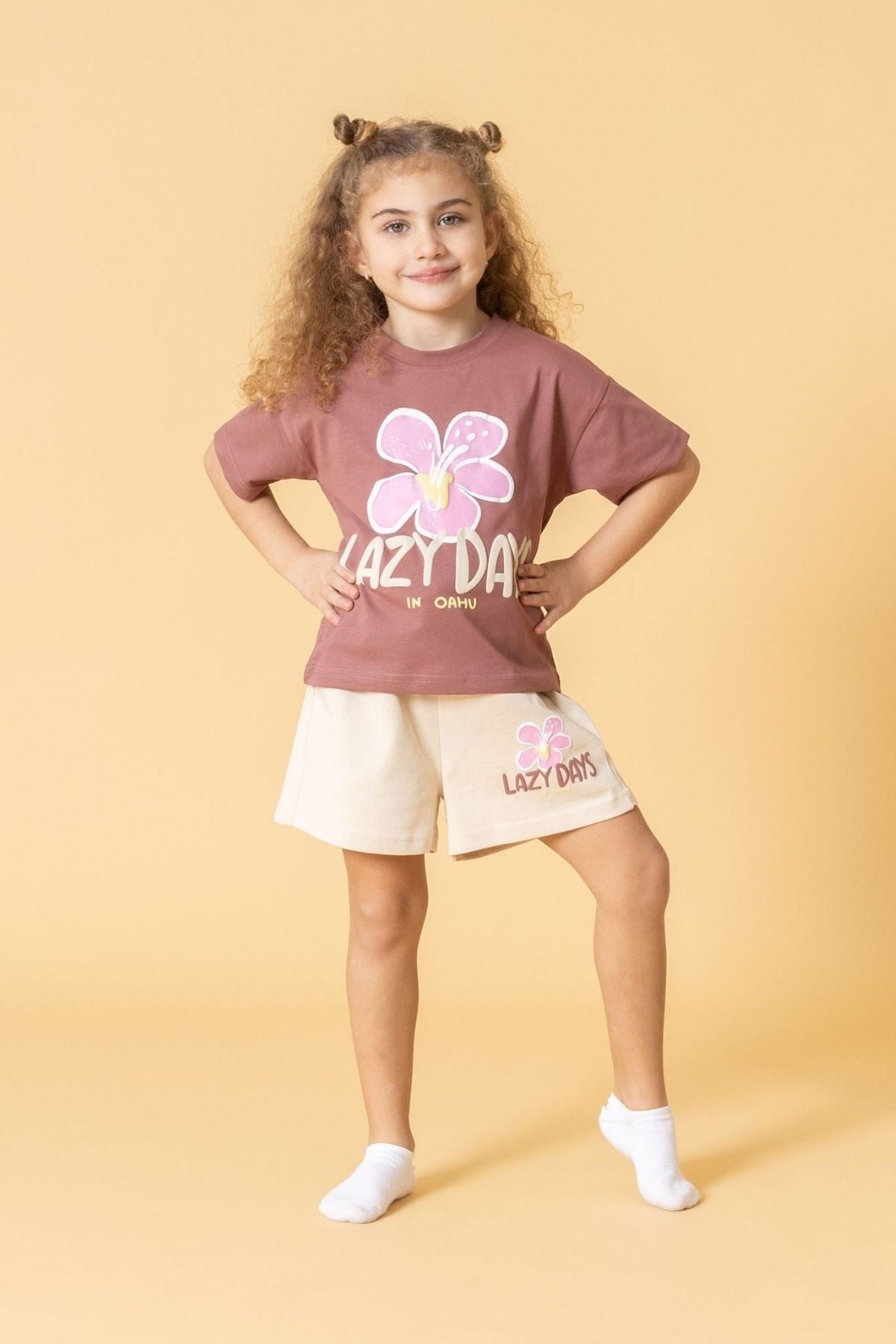 Kız Çocuk Lazy Day Çiçek Baskılı Takım