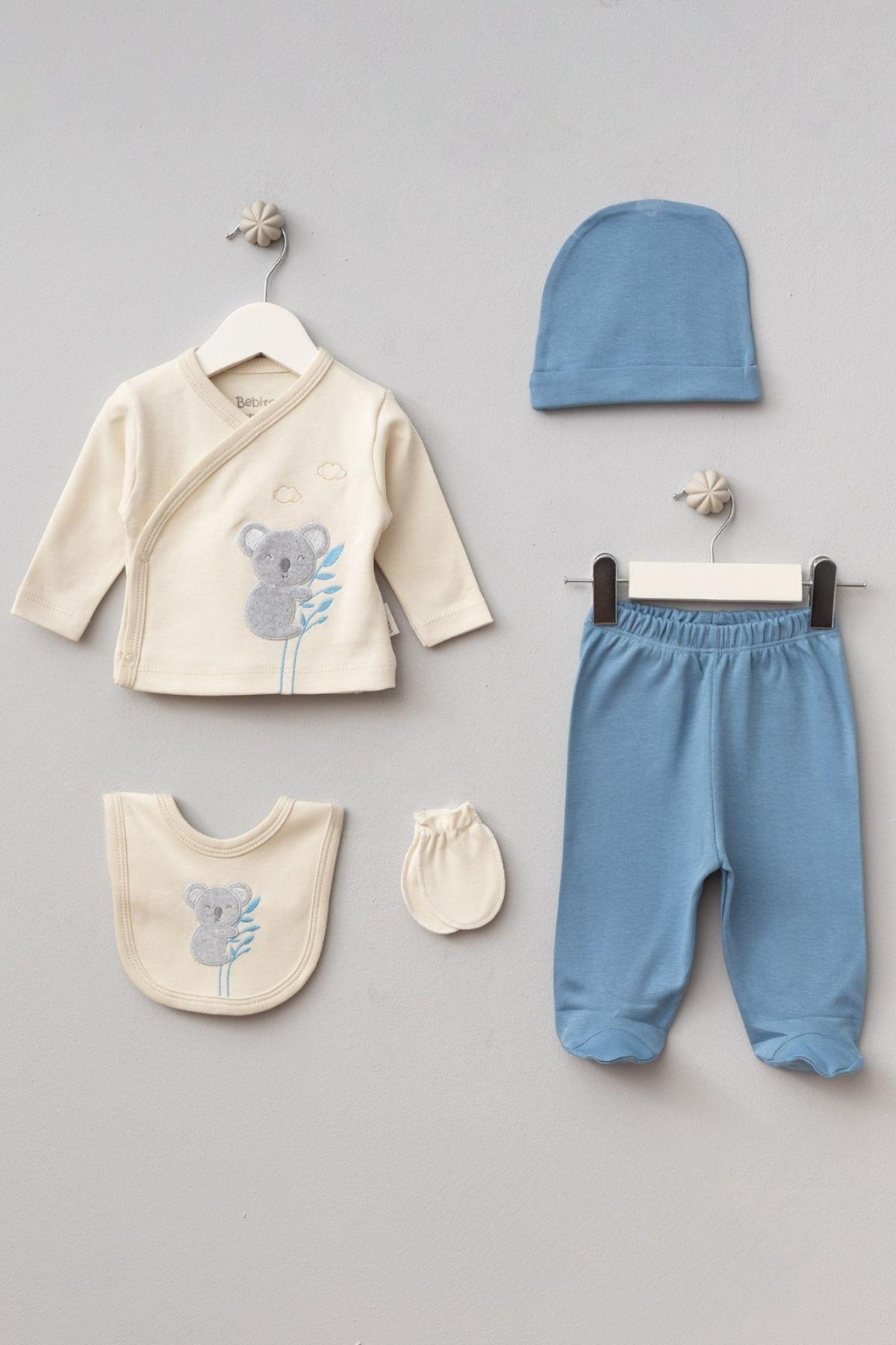 Erkek Bebek Koala Desenli 5'li Hastane Çıkış Set