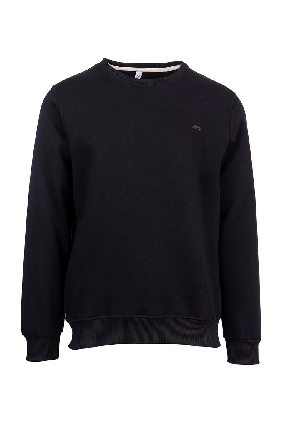 BSM 000260 ERK O YAKA 3 İPLİK SWEAT - Siyah