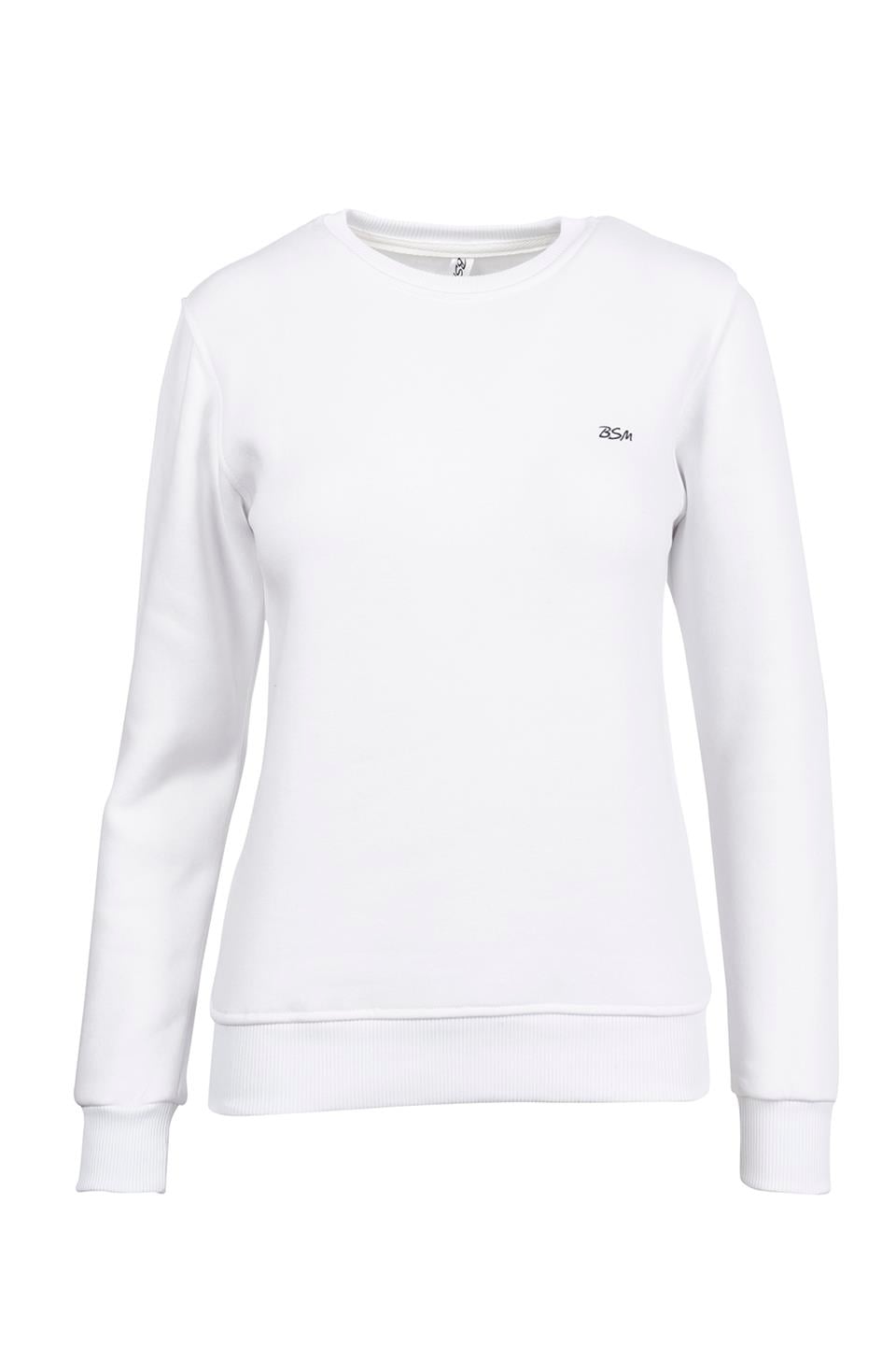 BSM 001217 BYN O YAKA 3 İPLİK SWEAT - Beyaz