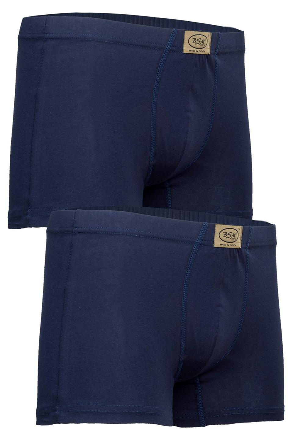 Bsm Erkek 2'li Stretch Kısa Boxer 44203 - Lacivert