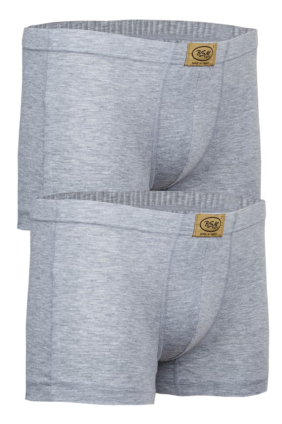 Bsm Erkek 2'li Stretch Kısa Boxer 44203 - Gri