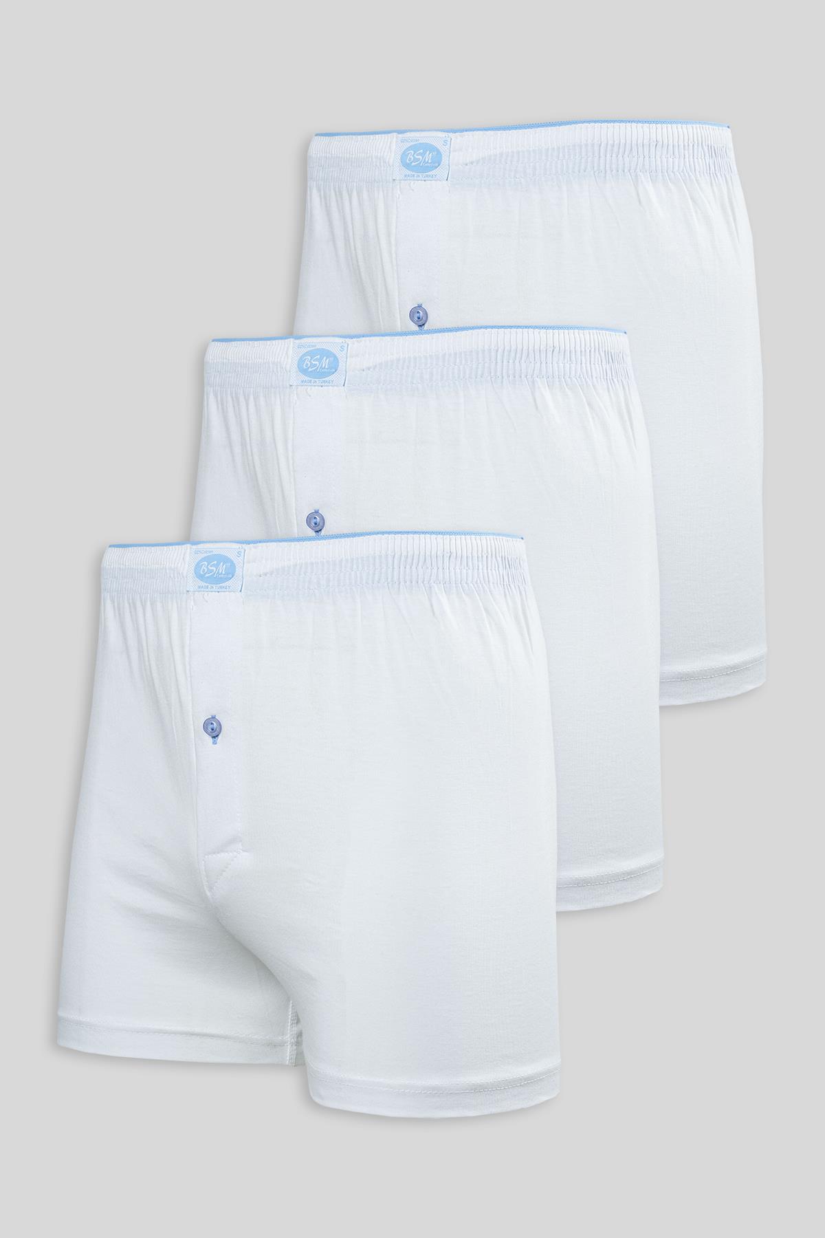 Bsm Erkek Kemerli Pamuklu Boxer 13404 - Beyaz