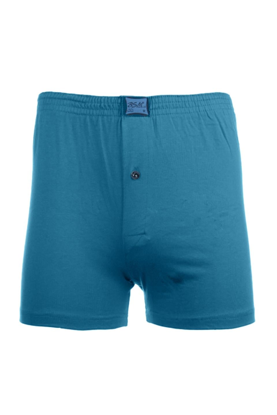 Bsm Erkek Kemerli Pamuklu Boxer 13404 - Mavi