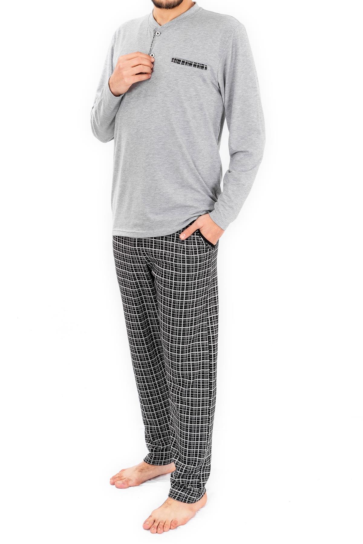 BSM ERKEK KISA KOL PİJAMA 002188 - Gri