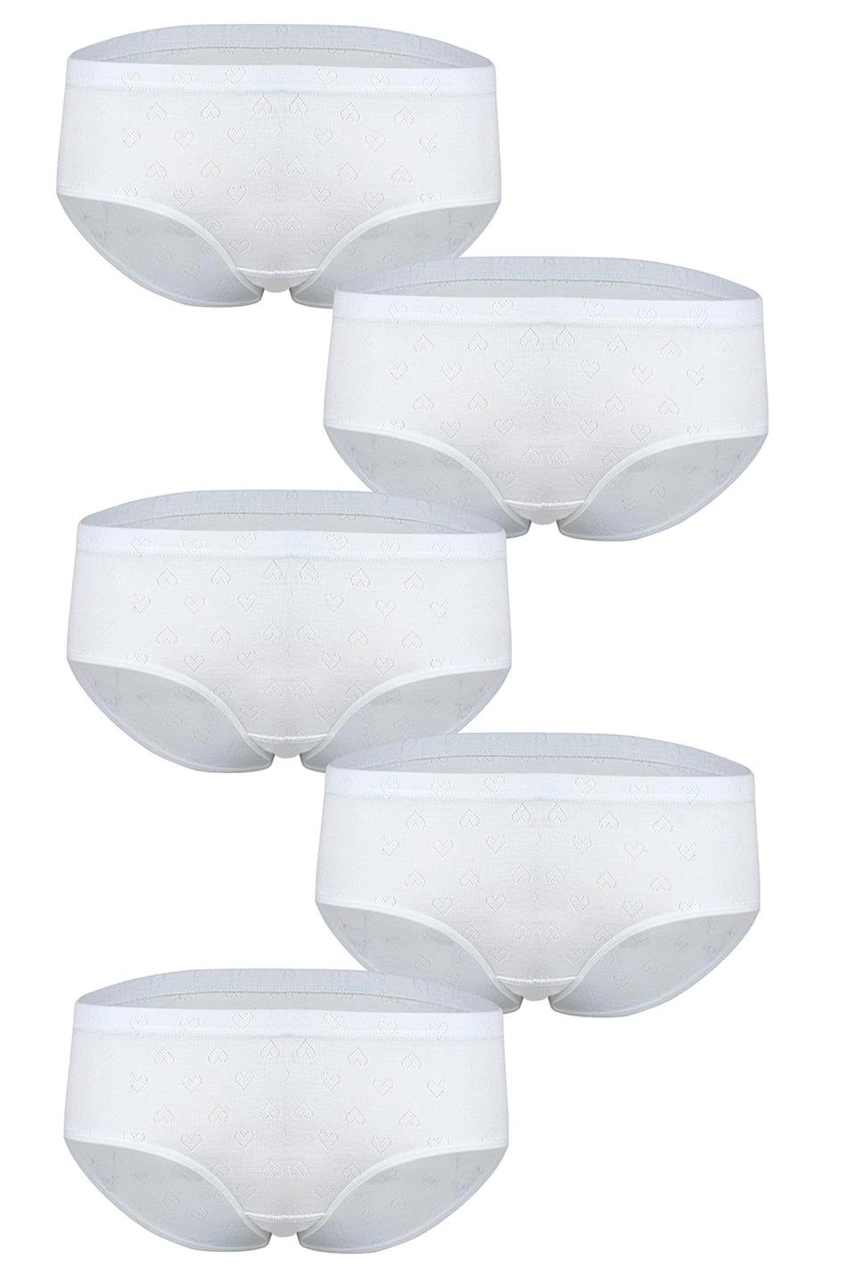 Bsm Kadın 5'li Yüksel Bel Ribana Slip Külot 24803 - JAKARLI BEYAZ