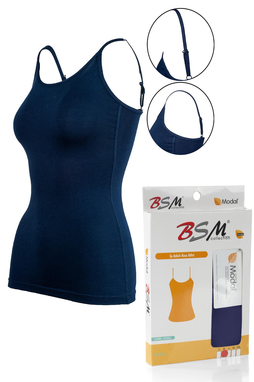 Bsm Kadın Modal İp Askılı Atlet 45503 - Lacivert