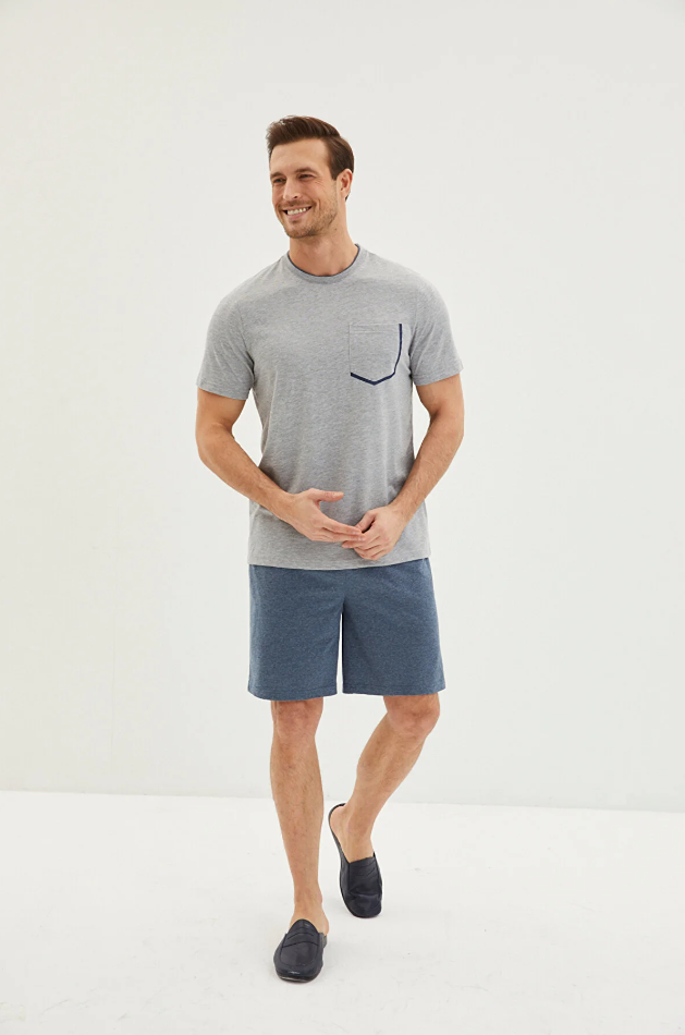 Kiğılı Erkek Pijama 24005 - Gri Melanj