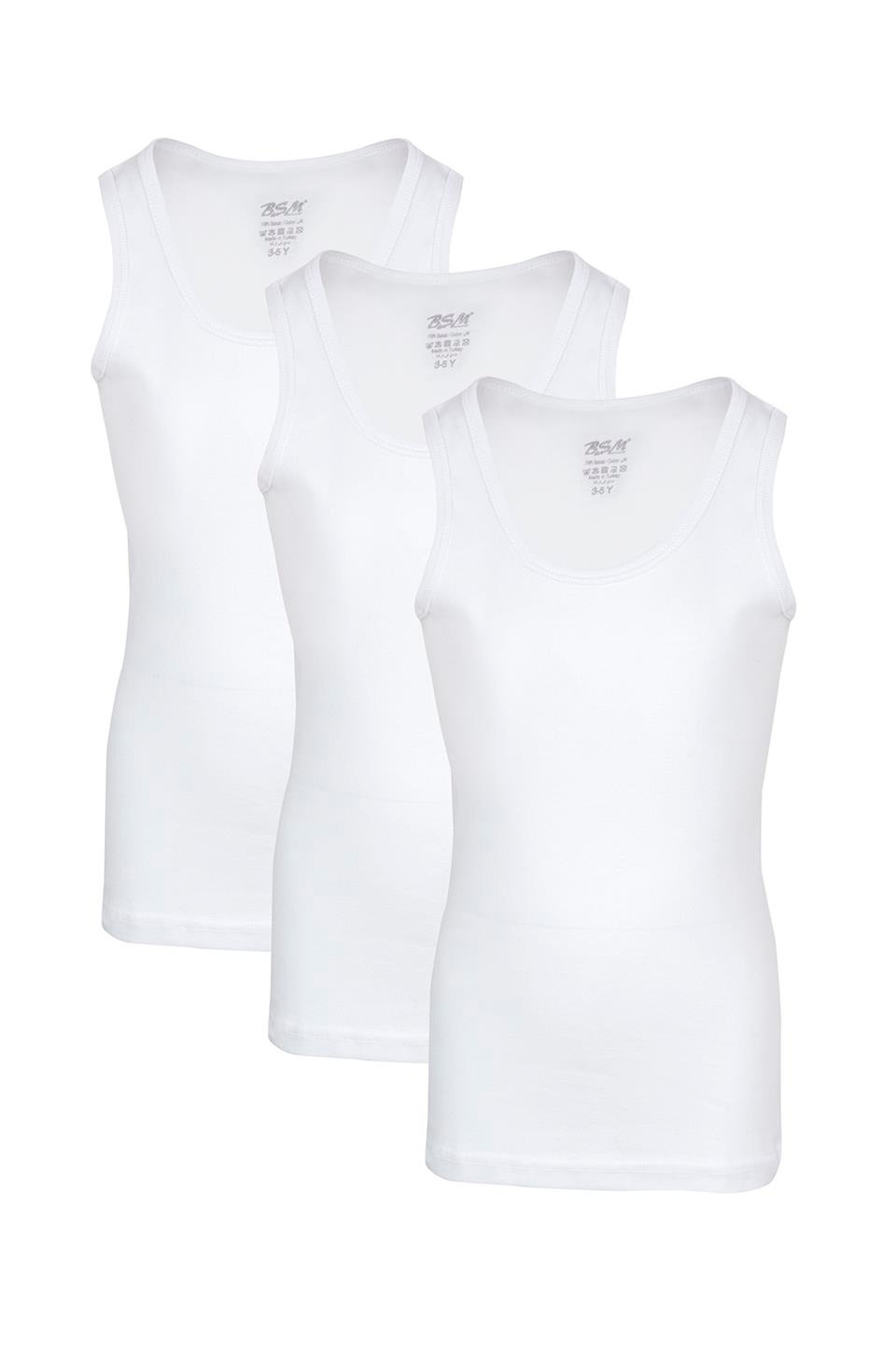 BSM 031803 ECK 3LÜ RİBANA ATLET - Beyaz