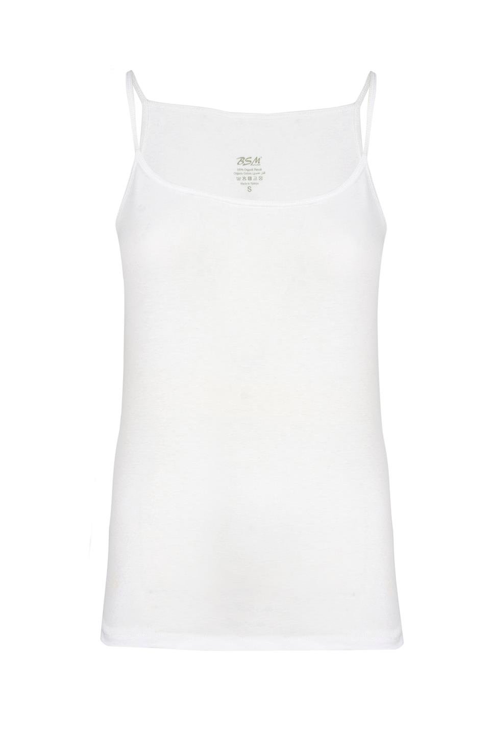 BSM 075153 BYN ORGANİK İP ASKILI ATLET - Beyaz