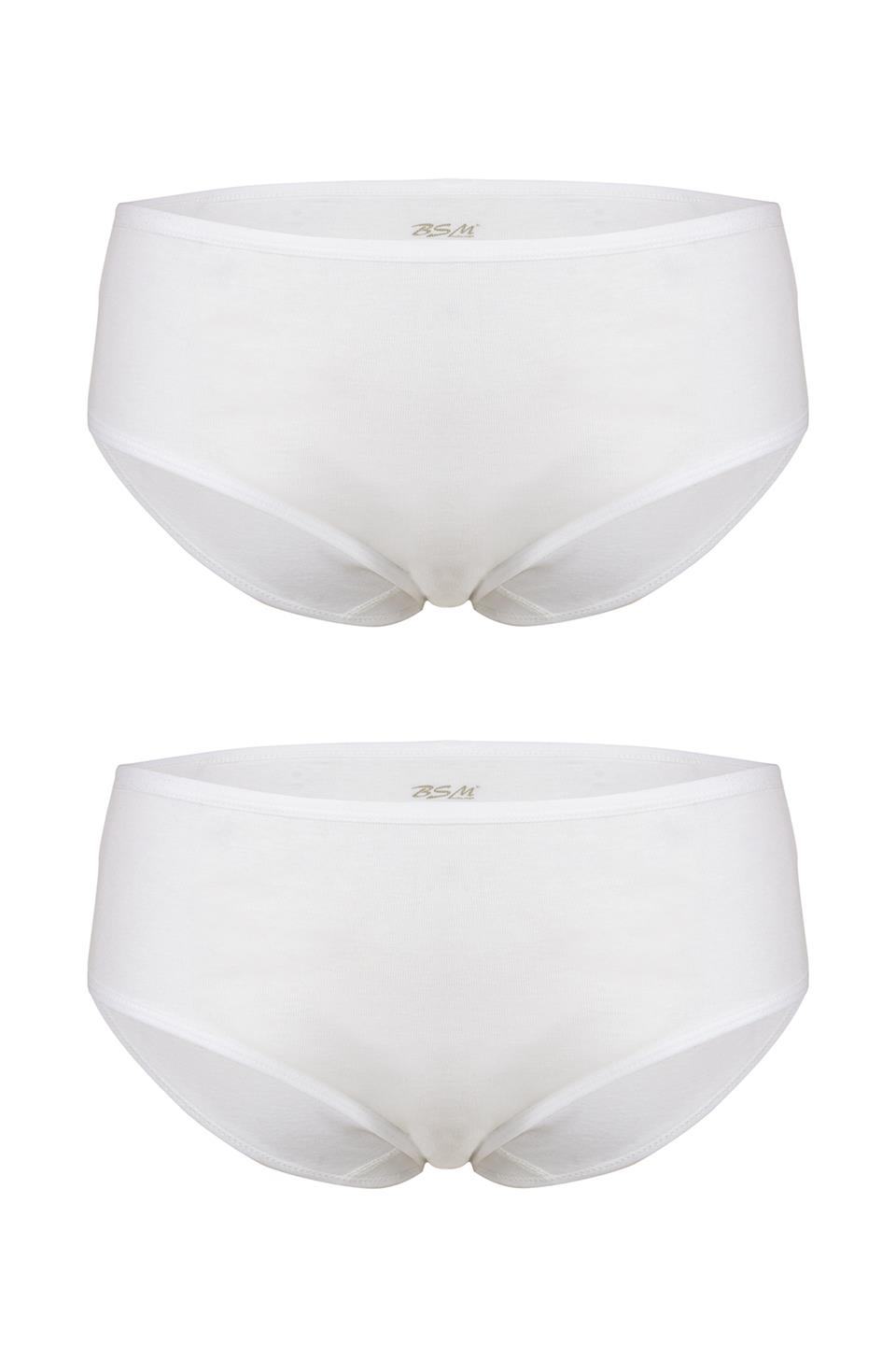 BSM 078203 BYN ORGANİK YÜKSEK BEL 2 Lİ SLİP - Beyaz