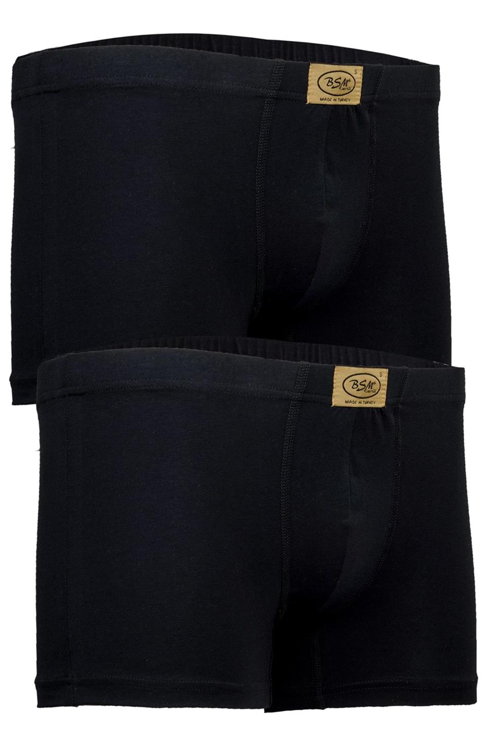 Bsm Erkek 2'li Stretch Kısa Boxer 44203 - Siyah