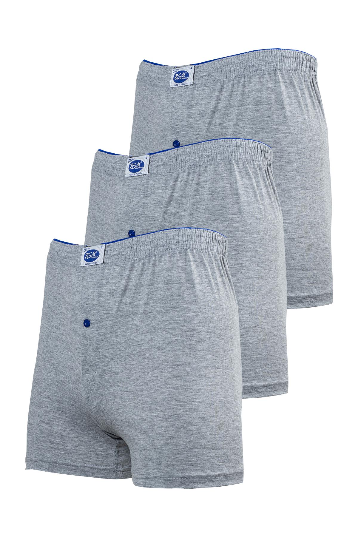 Bsm Erkek Kemerli Pamuklu Boxer 13404 - Gri