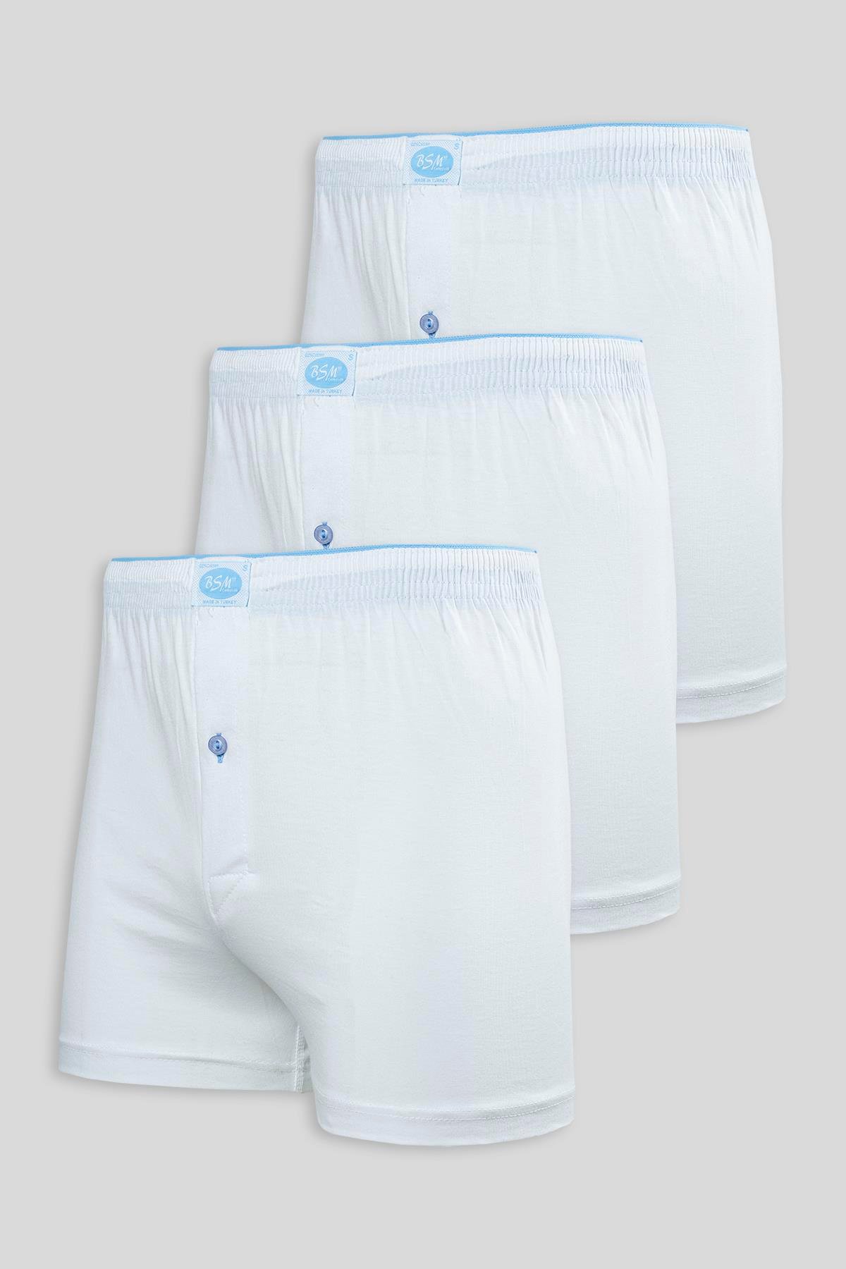 Bsm Erkek Kemerli Pamuklu Boxer 13404 - Beyaz