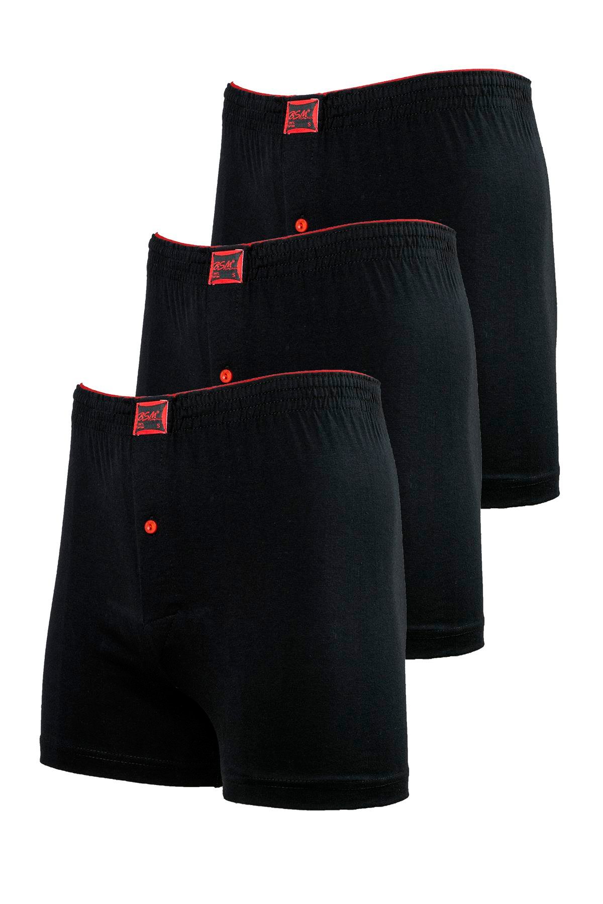 Bsm Erkek Kemerli Pamuklu Boxer 13404 - Siyah