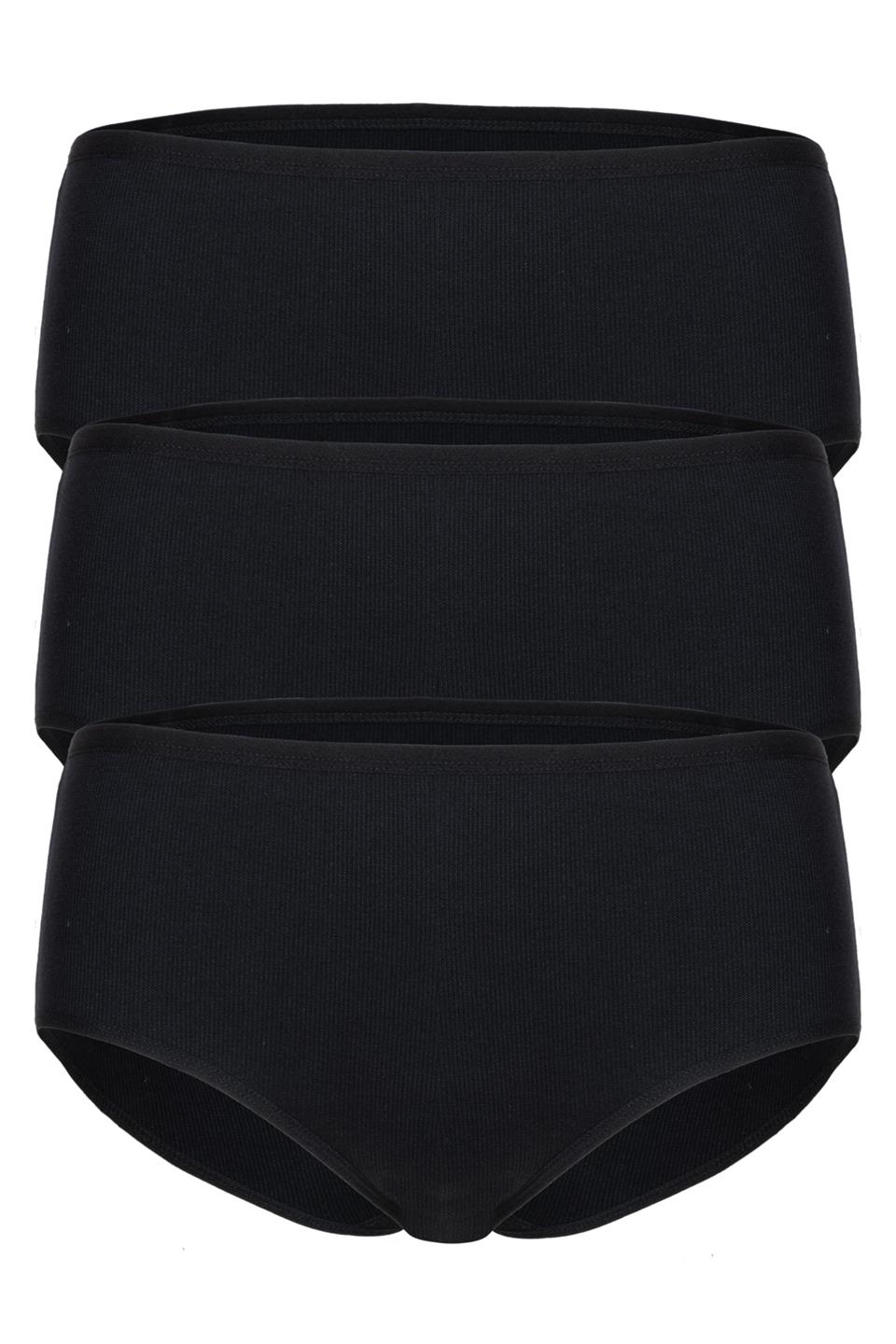 Bsm Kadın 3'lü Kaşkorse İnce Lastik Bato Kom Külot 21643 - Siyah