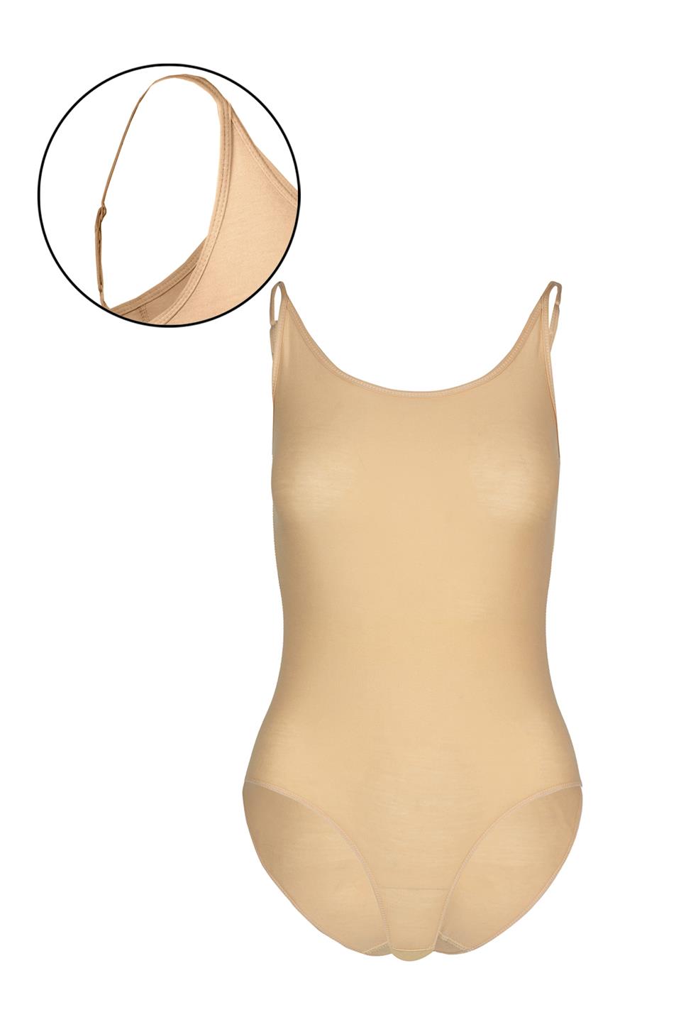 Bsm Kadın Modal İp Askılı Çıtçıtlı Body 47503 - Ten