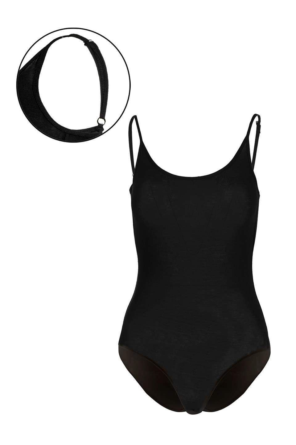 Bsm Kadın Modal İp Askılı Çıtçıtlı Body 47503 - Siyah