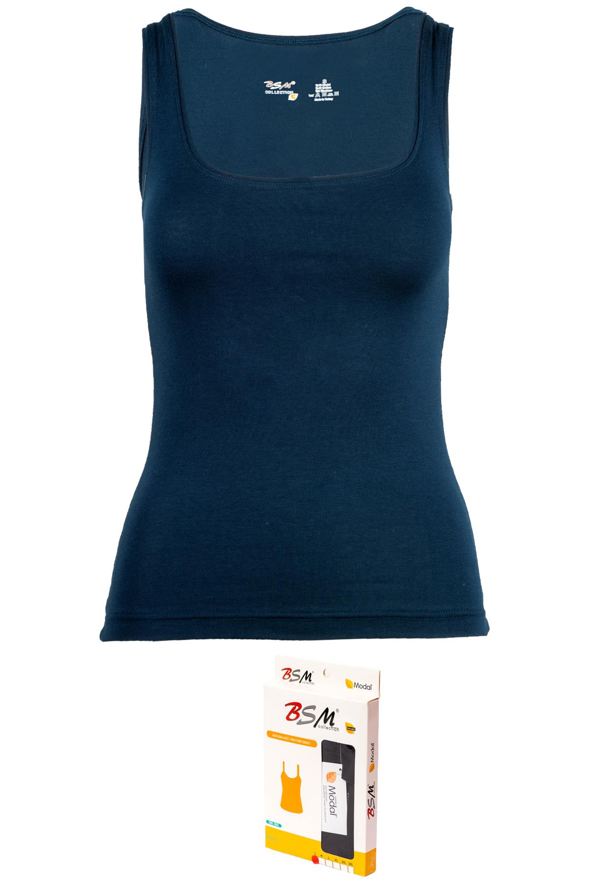 Bsm  Kadın Modal Kalın Askılı Atlet 45563 - Lacivert