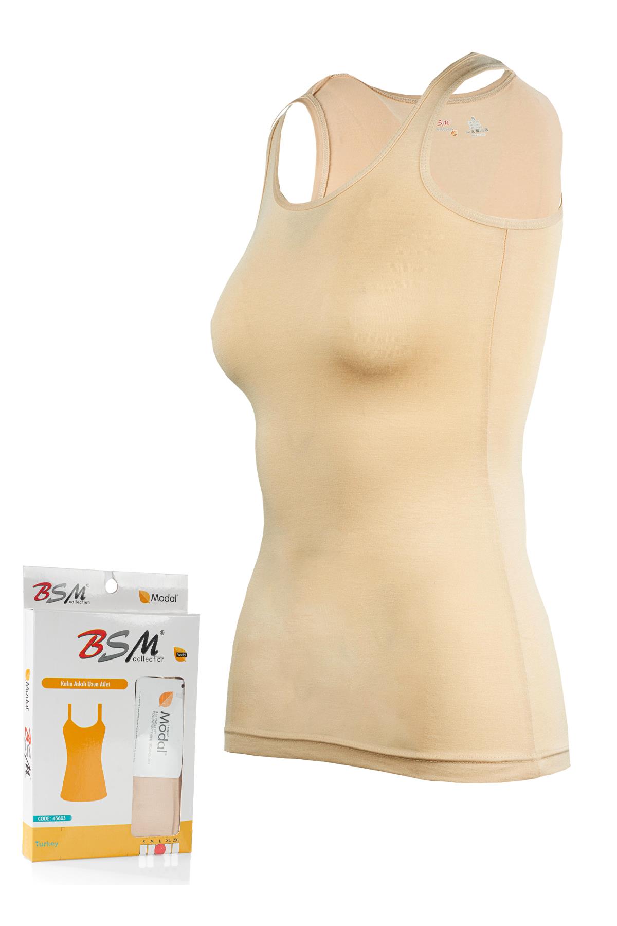 Bsm Kadın Modal Kalın Askılı Uzun Atlet 43534 - Ten