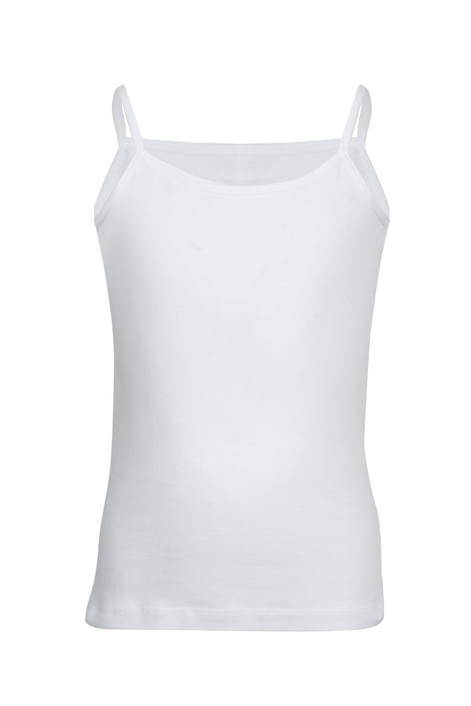 Bsm Kız Çocuk 3'lü  Ribana İp Askılı Atlet 31813 - Beyaz