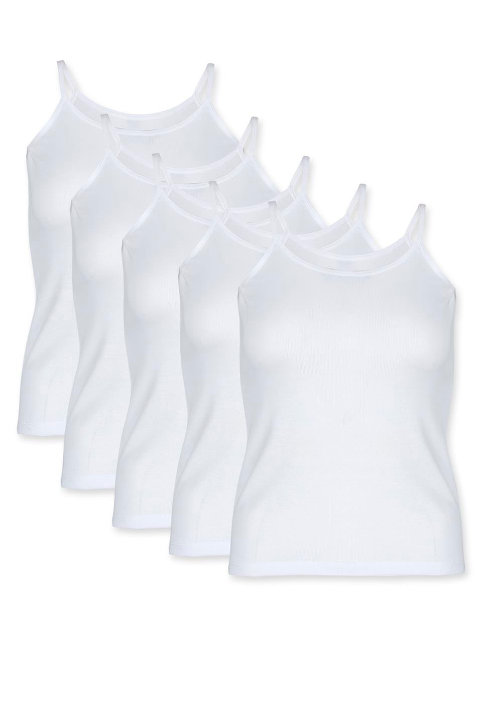 Bsm Kız Çocuk 5'li Kaşkorse İp Askılı Atlet 31643 - Beyaz