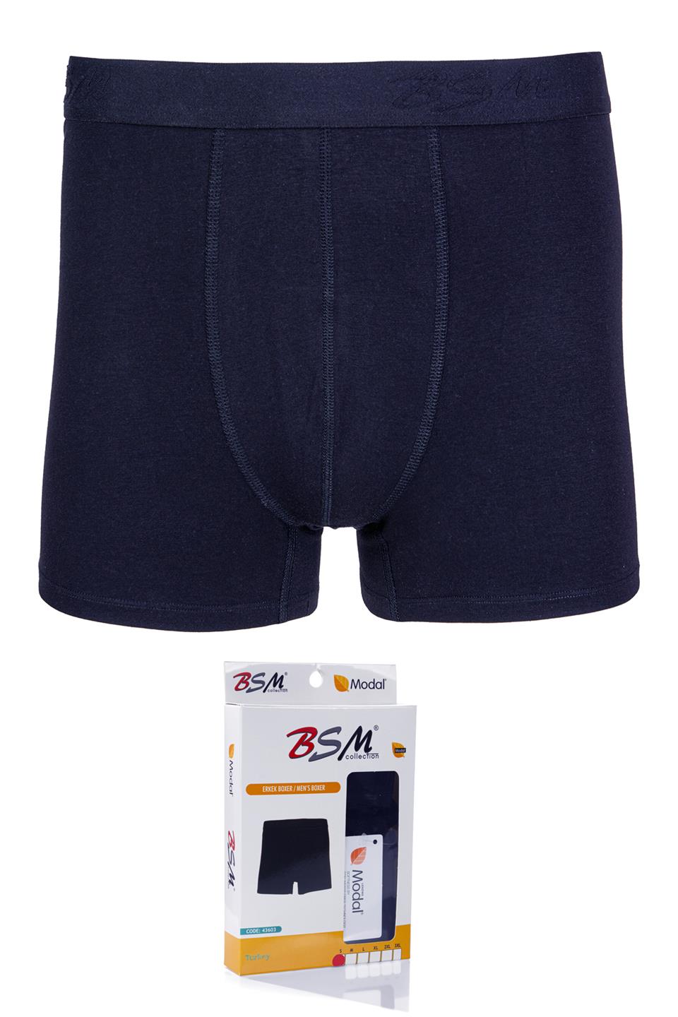 Bsm Modal Erkek Dıştan Lastikli Boxer 43603 - Lacivert
