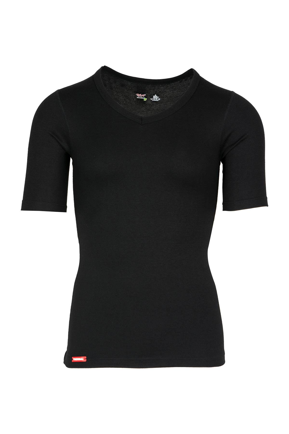 Bsm Unısex Kısakol V Yaka Viloft Termal Body 10303 - Siyah