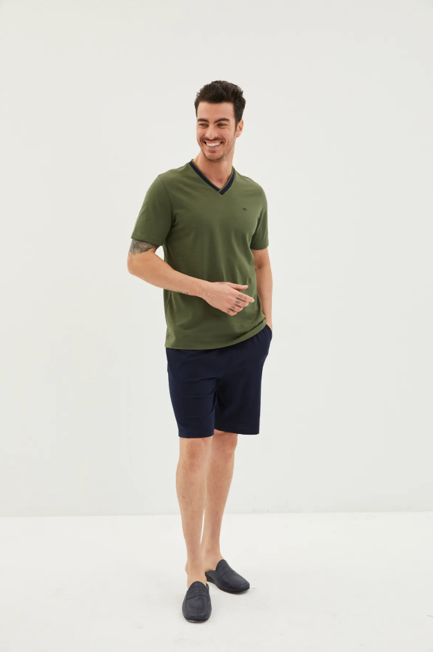 Kiğılı Erkek Pijama 24005 - ORTA HAKİ