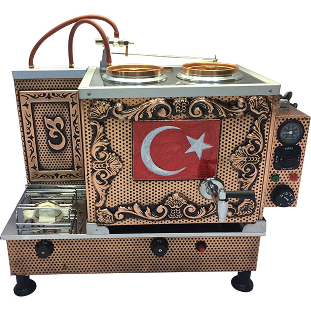 ÇAY KAZANI-İçi Bakır Dışı Bakır-Ay Yıldızlı-Çift Demlikli