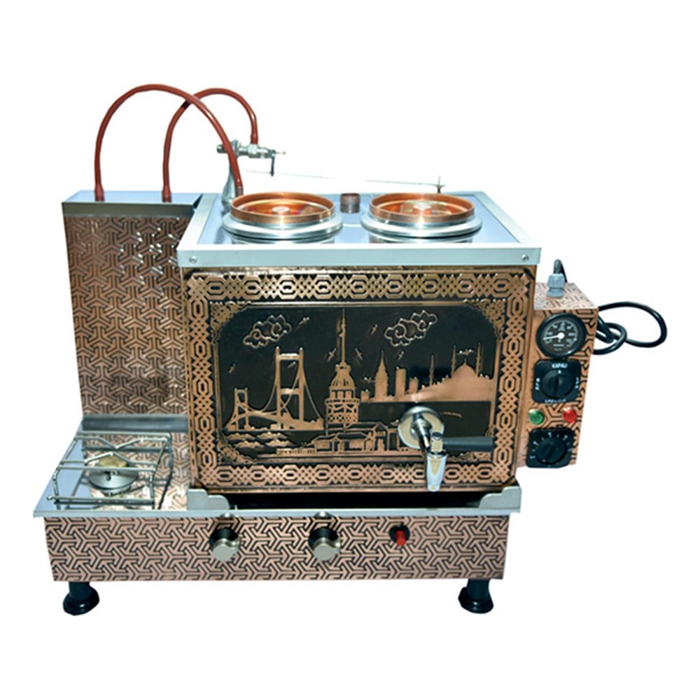 ÇAY KAZANI-İçi Dışı Bakır-Çift Demlikli-İstanbul Desenli