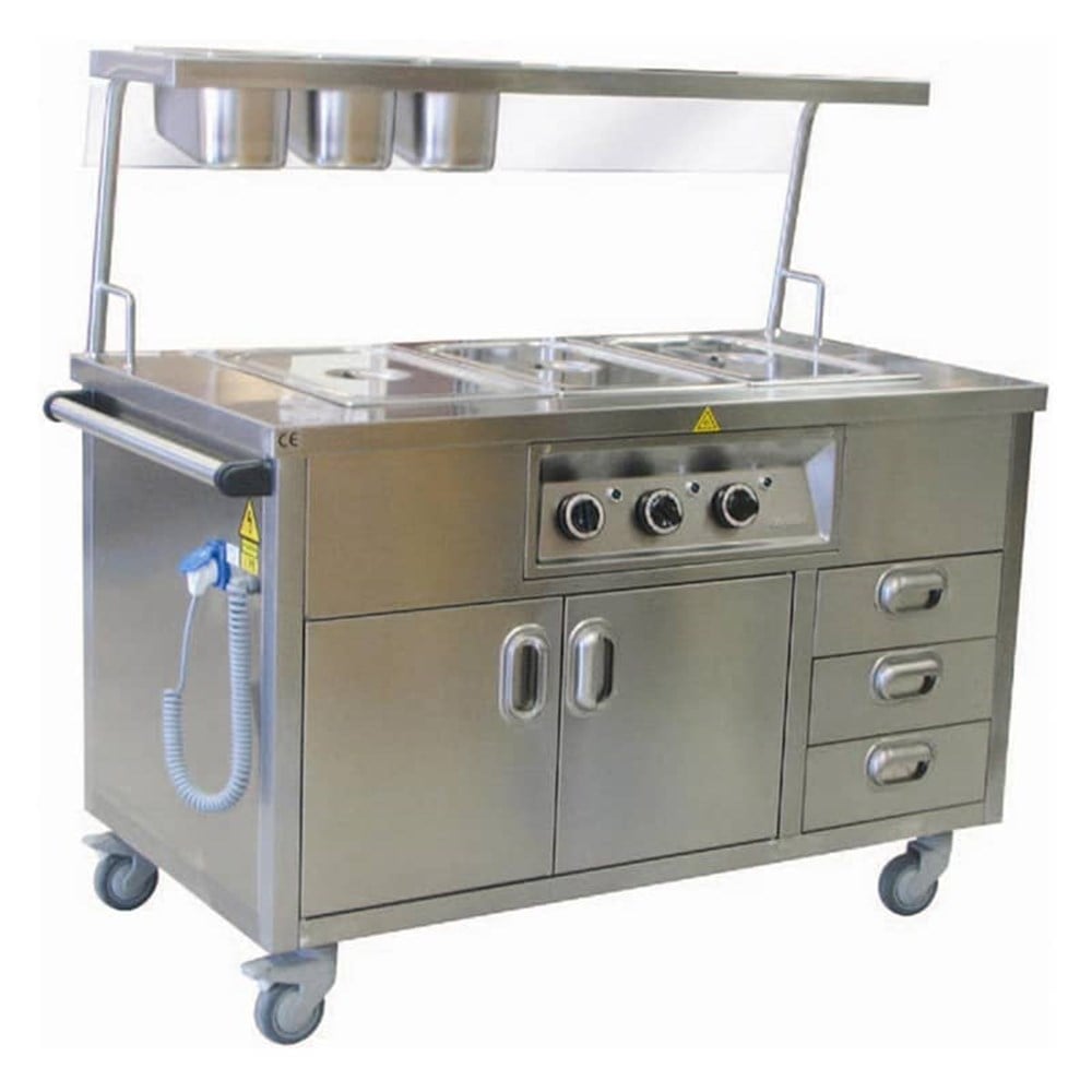 ÖZTİRYAKİLER BAIN MARIE ELEKTRİKLİ HAREKETLİ SERVİS RAFLI ÇEKMECELİ-130x70