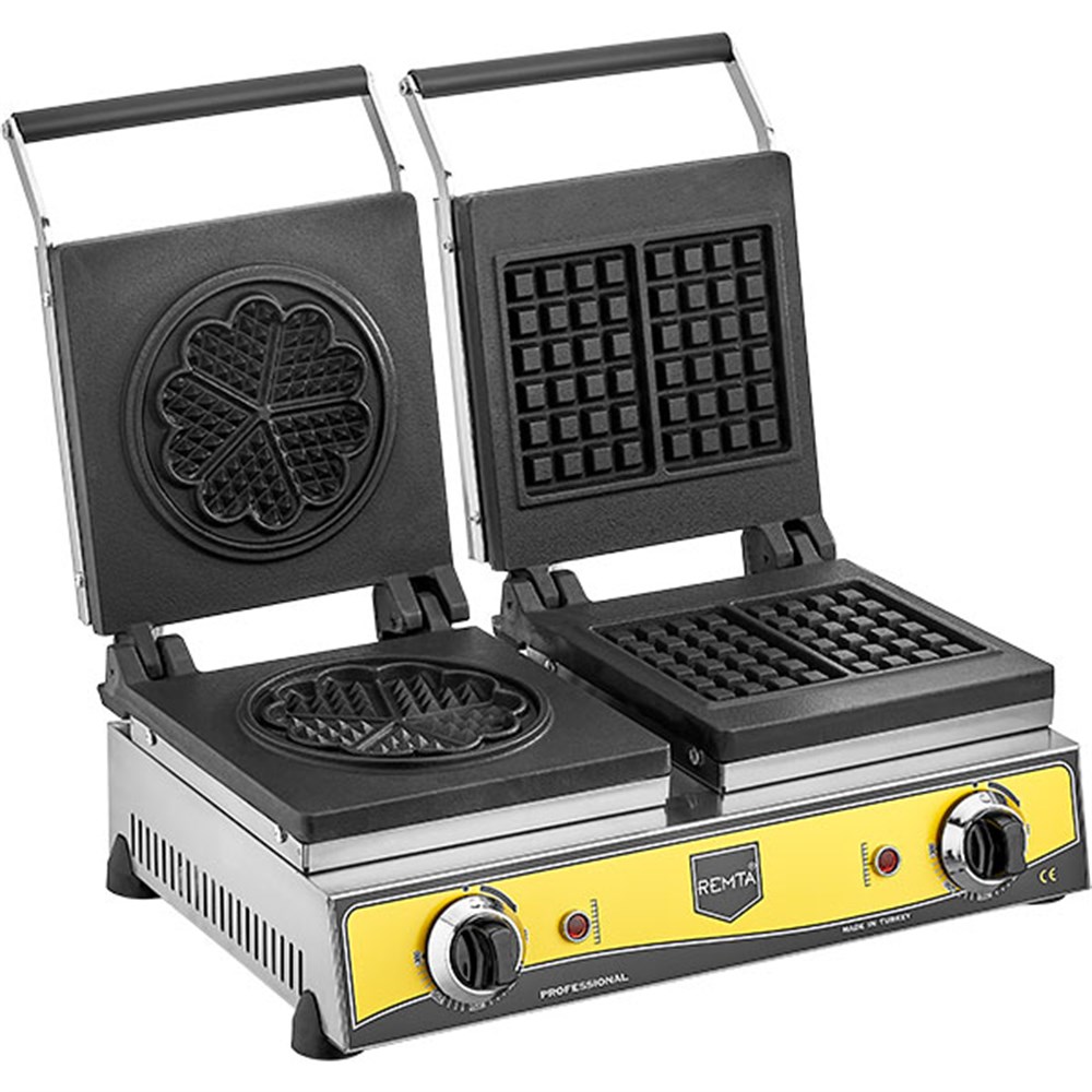 REMTA WAFFLE MAKİNASI ELEKTRİKLİ-Çiftli Çiçek(21 cm)+Kare Modeli