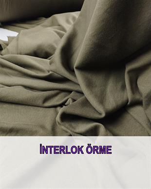 Haki Yağ Yeşili Arası Renkte İnterlok Örme En: 100 