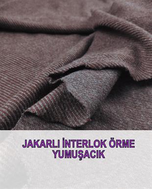 Havlı İnterlok Örme Gri Bordo RenklerdeEn: 145 cm